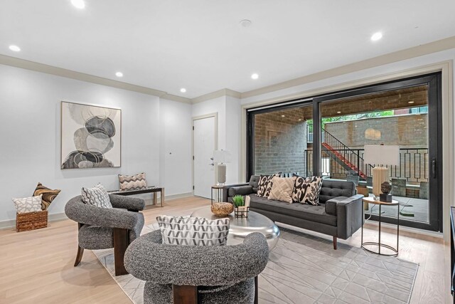 1646 N Orchard St Unit 1N, Chicago, IL 60614 - living area with light wood finished floors, baseboards, recessed lighting, and stairs