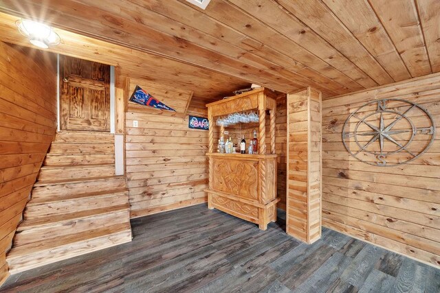 5640 W 82nd Pl, Burbank, IL 60459 - spare room with wood walls, wooden ceiling, and dark wood-type flooring