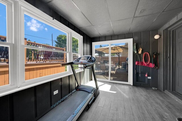 5640 W 82nd Pl, Burbank, IL 60459 - exercise room featuring wood finished floors and a drop ceiling