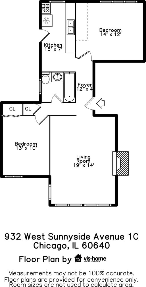 932 W Sunnyside Ave Unit 1C, Chicago, IL 60640 - room layout