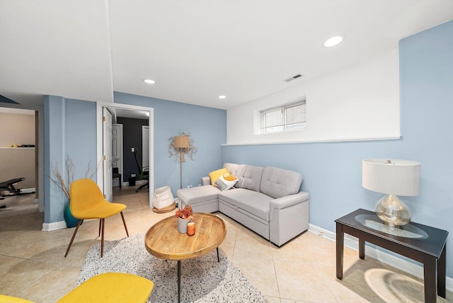 6205 W Grace St, Chicago, IL 60634 - living room with tile patterned floors, recessed lighting, and baseboards