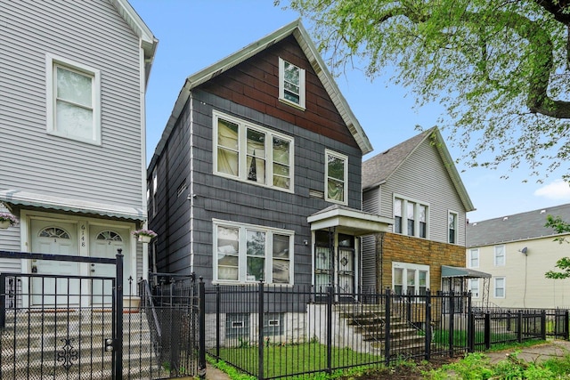 6146 S Morgan St, Chicago, IL 60621 - view of front facade with a fenced front yard and a gate