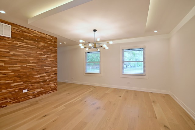 3548 Grandmore Ave, Gurnee, IL 60031 - empty room with a chandelier, light wood finished floors, baseboards, and recessed lighting