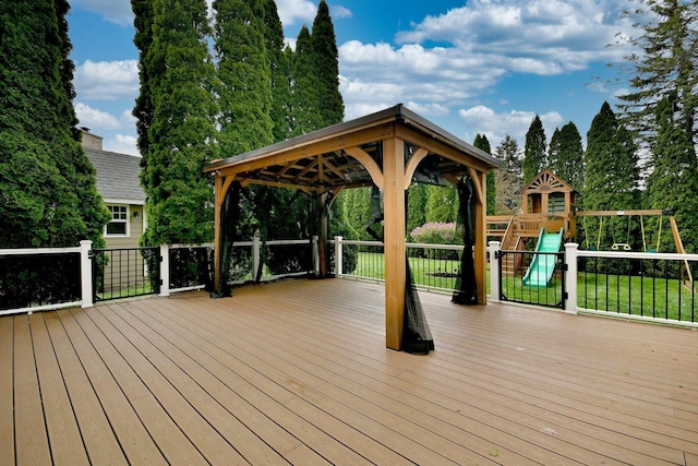 3548 Grandmore Ave, Gurnee, IL 60031 - wooden deck with a gazebo and a playground