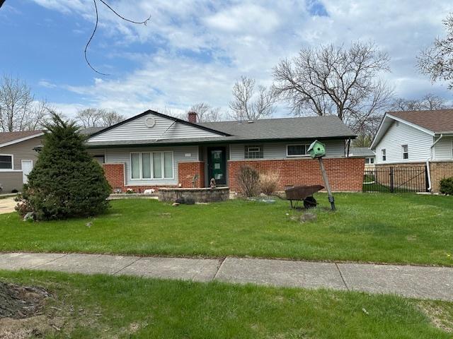 38 Evergreen St, Elk Grove Village, IL 60007 - ranch-style house featuring brick siding and a chimney