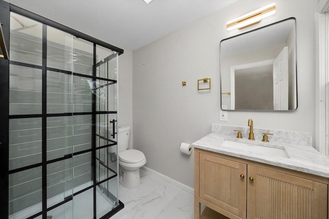 1326 N Poplar Ave, Round Lake Beach, IL 60073 - full bathroom featuring vanity, a tile shower, and marble finish flooring