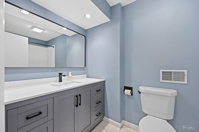 314 Oak Ave, Westmont, IL 60559 - full bathroom with vanity, tile patterned floors, and recessed lighting