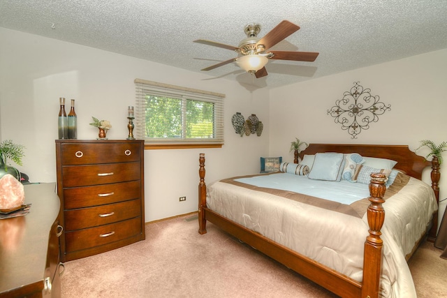 4585 Zeppelin Dr, Hanover Park, IL 60133 - bedroom featuring carpet, a textured ceiling, baseboards, and ceiling fan