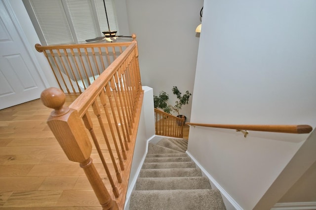 6131 Wingate Dr, Lisle, IL 60532 - staircase with ceiling fan, baseboards, and wood finished floors