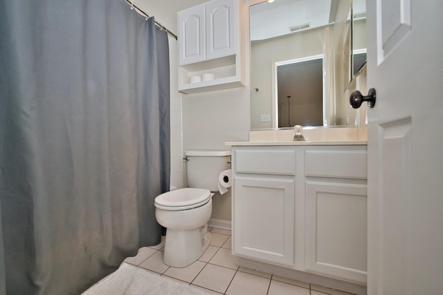 6131 Wingate Dr, Lisle, IL 60532 - bathroom with tile patterned flooring, toilet, vanity, and a shower with shower curtain