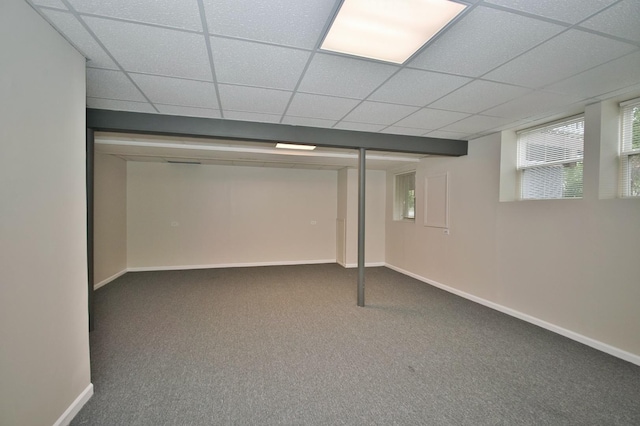 6131 Wingate Dr, Lisle, IL 60532 - basement featuring carpet floors, baseboards, and a paneled ceiling