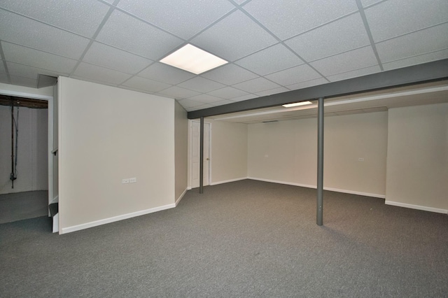 6131 Wingate Dr, Lisle, IL 60532 - finished basement featuring carpet flooring, a paneled ceiling, and baseboards