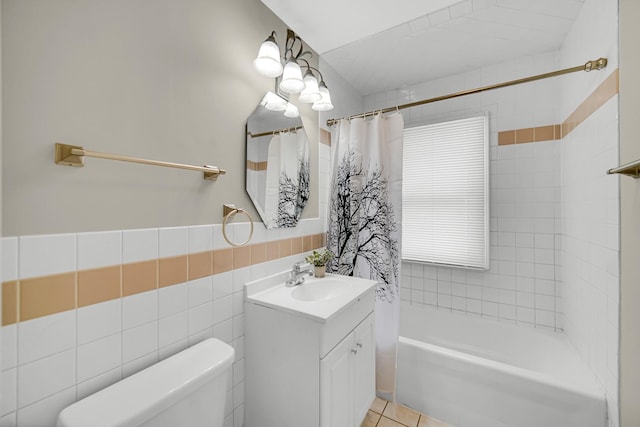1455 Reckinger Rd, Aurora, IL 60505 - full bath with vanity, toilet, shower / tub combo, and tile walls