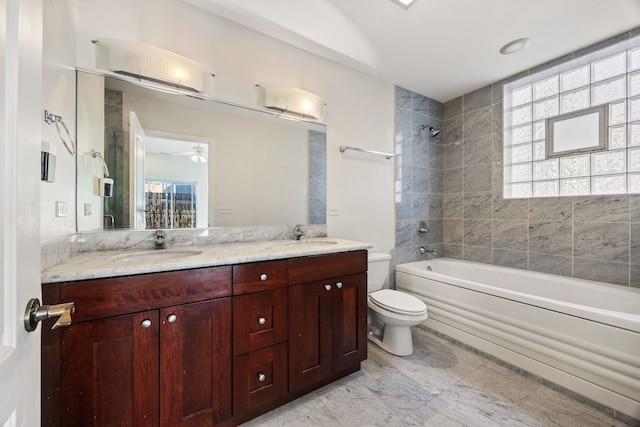4800 S St Lawrence Ave Unit 3S, Chicago, IL 60615 - full bathroom with double vanity, tub / shower combination, healthy amount of natural light, and ceiling fan