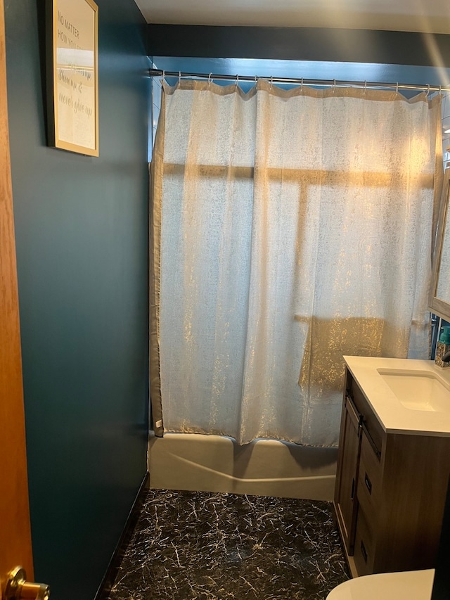 12409 44th Ct, Alsip, IL 60803 - full bath featuring vanity, shower / tub combo, and toilet