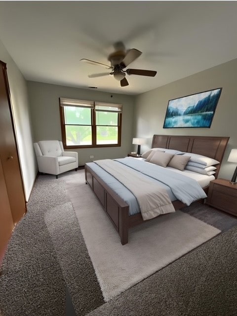 674 E Algonquin Rd, Des Plaines, IL 60016 - bedroom with light carpet and ceiling fan