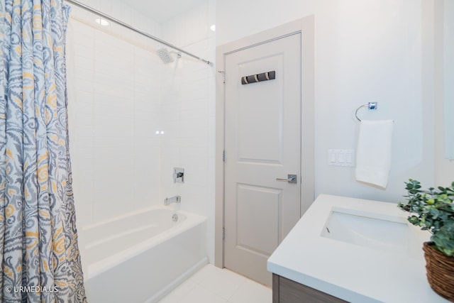 1221 E 46th St Unit 1, Chicago, IL 60653 - full bathroom with vanity, shower / bath combo, and tile patterned floors