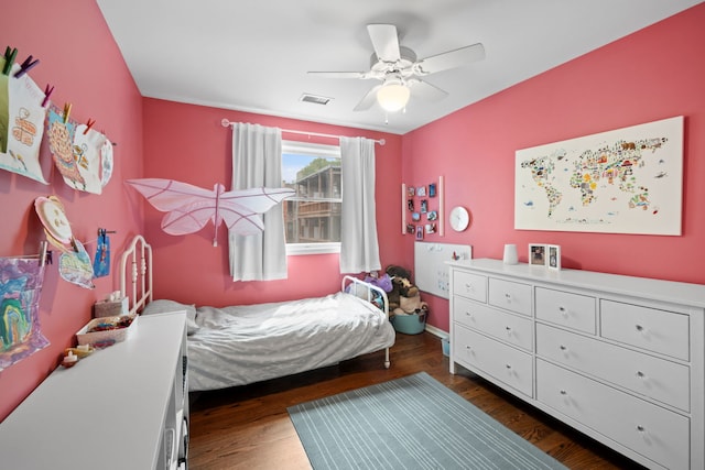 5510 S Cornell Ave Unit E, Chicago, IL 60637 - bedroom featuring dark wood finished floors and ceiling fan