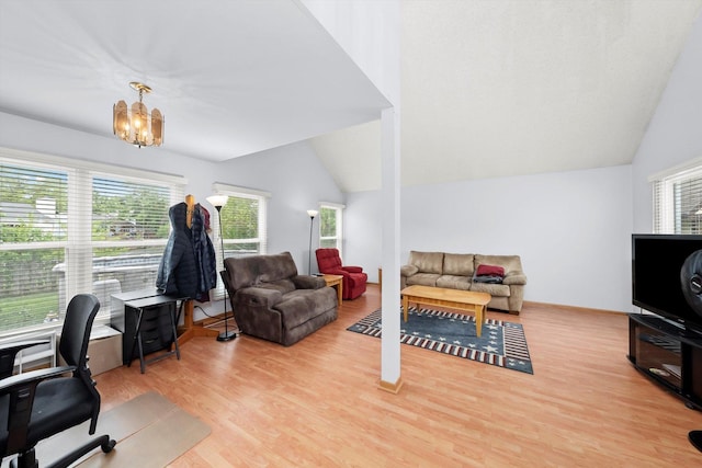 1553 Brandywyn Ct N, Buffalo Grove, IL 60089 - home office featuring lofted ceiling, wood finished floors, and a chandelier