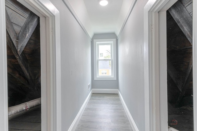 196 Southgate Ave, Chicago Heights, IL 60411 - corridor with wood finished floors, baseboards, and vaulted ceiling