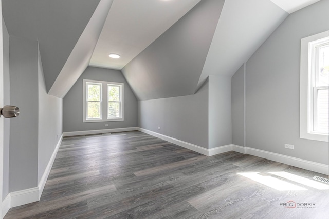 196 Southgate Ave, Chicago Heights, IL 60411 - additional living space with vaulted ceiling, baseboards, and wood finished floors