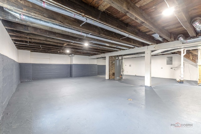 196 Southgate Ave, Chicago Heights, IL 60411 - unfinished below grade area with gas water heater and electric panel