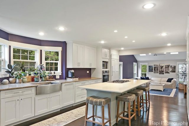 1116 Stonegate Ct, Bartlett, IL 60103 - kitchen with appliances with stainless steel finishes, recessed lighting, a sink, dark wood-style flooring, and open floor plan