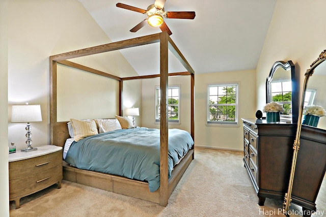 1116 Stonegate Ct, Bartlett, IL 60103 - bedroom featuring lofted ceiling, light colored carpet, baseboards, and a ceiling fan