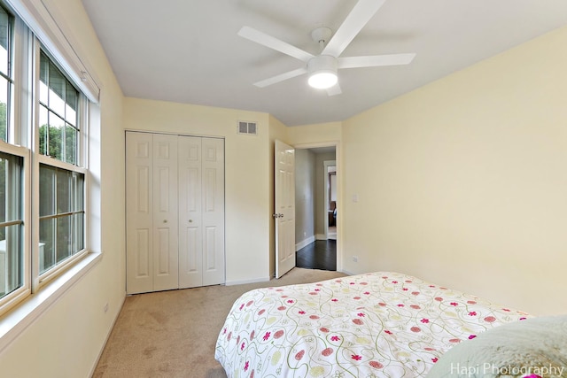 1116 Stonegate Ct, Bartlett, IL 60103 - carpeted bedroom with a closet, ceiling fan, and baseboards