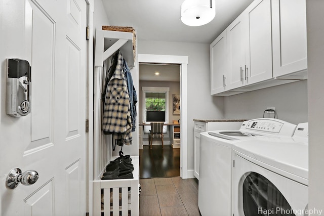 1116 Stonegate Ct, Bartlett, IL 60103 - laundry area featuring cabinet space, washing machine and dryer, and light wood-type flooring