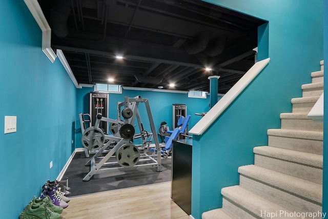 1116 Stonegate Ct, Bartlett, IL 60103 - gym featuring wood finished floors and baseboards