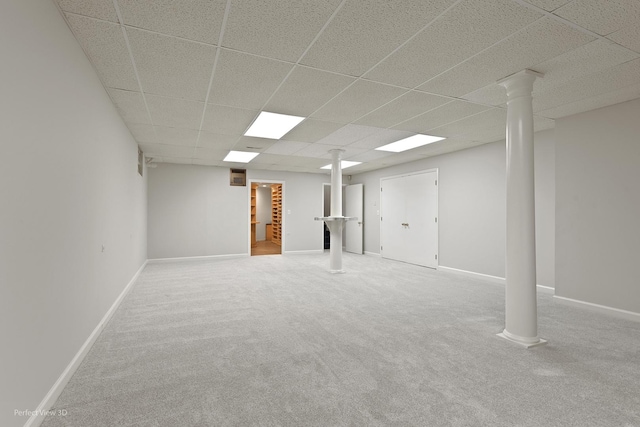 110 Inverway, Inverness, IL 60067 - finished basement with carpet, a drop ceiling, and baseboards