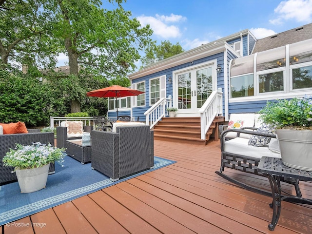 2111 Ohio St, Lisle, IL 60532 - wooden deck with outdoor lounge area and french doors