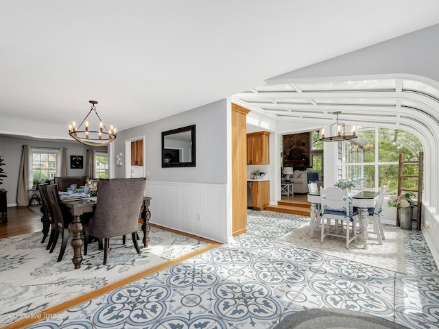 2111 Ohio St, Lisle, IL 60532 - dining area featuring a chandelier and a wainscoted wall