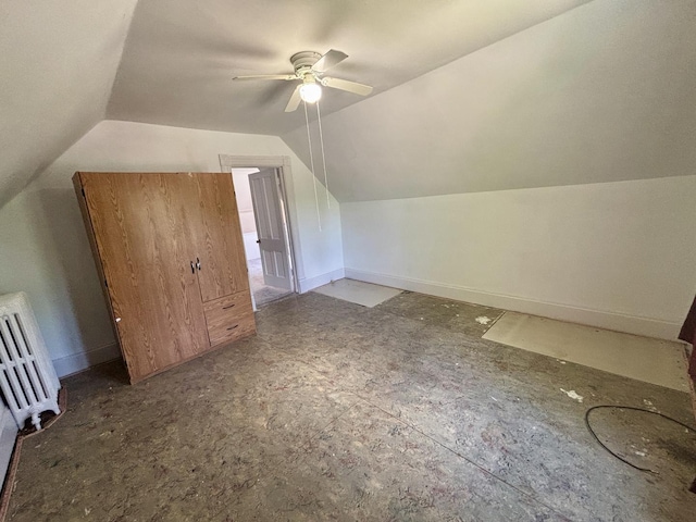 418 Starr St, Belvidere, IL 61008 - bonus room featuring vaulted ceiling, a ceiling fan, and baseboards