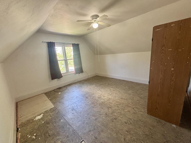 418 Starr St, Belvidere, IL 61008 - bonus room with baseboards, vaulted ceiling, and ceiling fan