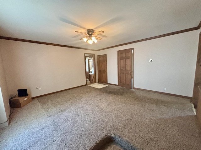 418 Starr St, Belvidere, IL 61008 - carpeted empty room featuring ceiling fan, baseboards, and crown molding