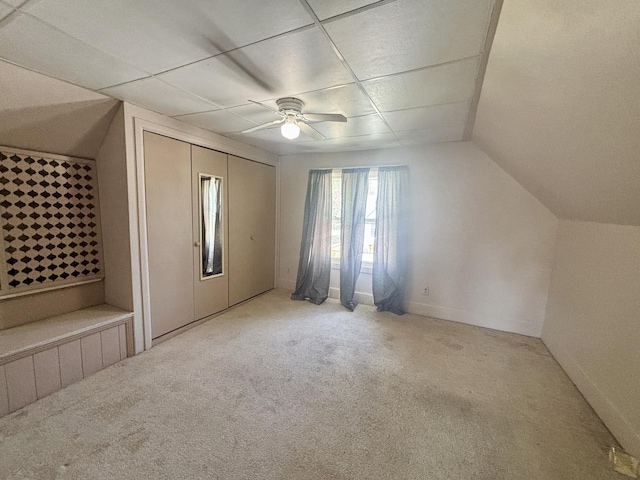 418 Starr St, Belvidere, IL 61008 - bonus room with carpet floors, a ceiling fan, and vaulted ceiling