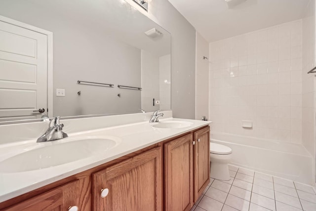 830 W Lukas Ave, Palatine, IL 60067 - bathroom with tile patterned floors, double vanity, toilet, and shower / washtub combination