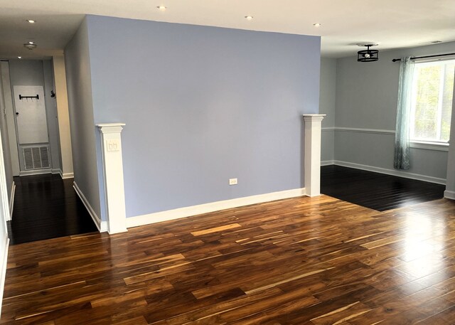 430 Walnut Ave Unit 2201, Lisle, IL 60532 - spare room featuring dark wood-style flooring, baseboards, and recessed lighting