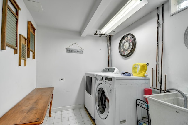 12599 S Archer Ave, Lemont, IL 60439 - laundry room with independent washer and dryer and light tile patterned floors