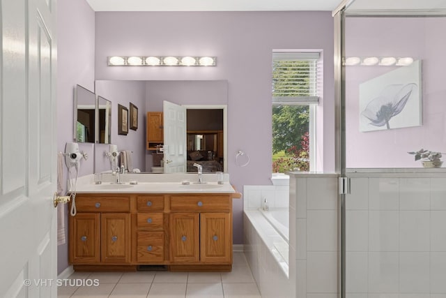21513 W Douglas Ln, Plainfield, IL 60544 - ensuite bathroom with tile patterned flooring, a garden tub, and double vanity