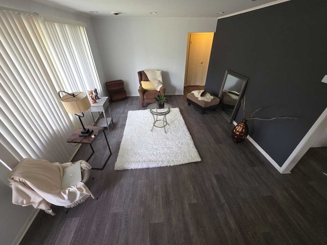 105 Marquette St, Park Forest, IL 60466 - living area with wood finished floors, baseboards, and crown molding