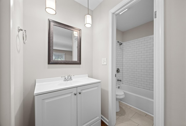 4435 Black Partridge Ln, Lisle, IL 60532 - bathroom with vanity, toilet, tub / shower combination, and tile patterned floors