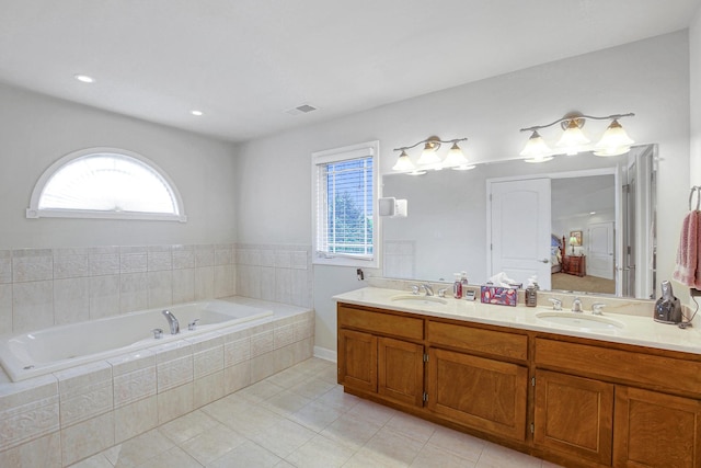 22665 Joshua Dr, Frankfort, IL 60423 - full bath with tile patterned floors, a bath, and double vanity