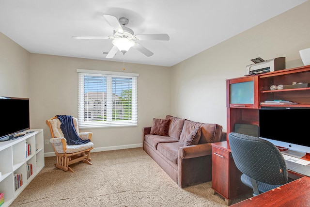 22665 Joshua Dr, Frankfort, IL 60423 - carpeted office featuring a ceiling fan and baseboards