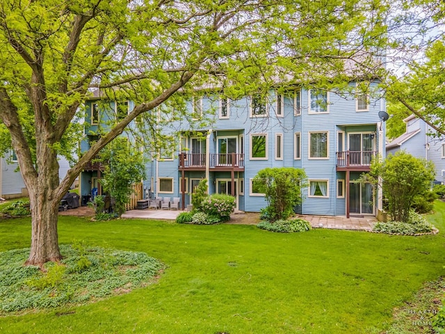 358 Bristol Ln, Fox River Grove, IL 60021 - back of property featuring a patio, a balcony, and a yard