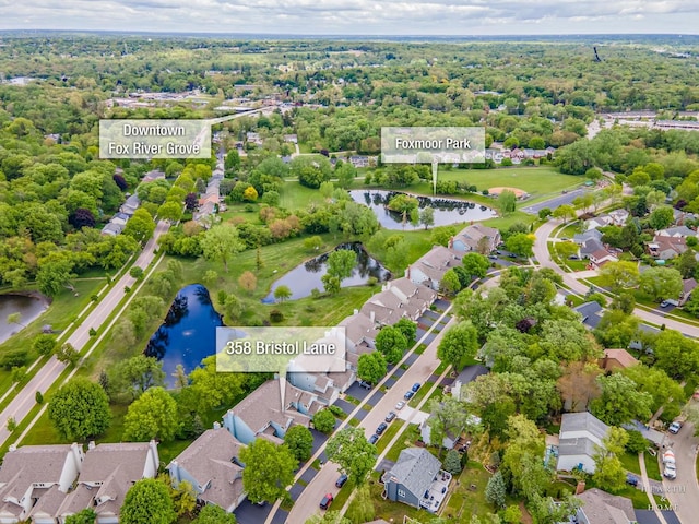 358 Bristol Ln, Fox River Grove, IL 60021 - aerial view of residential area with a nearby body of water