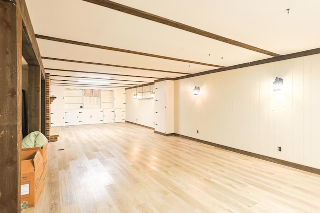 309 River Dr, Dekalb, IL 60115 - spare room with light wood-style floors, beam ceiling, and baseboards