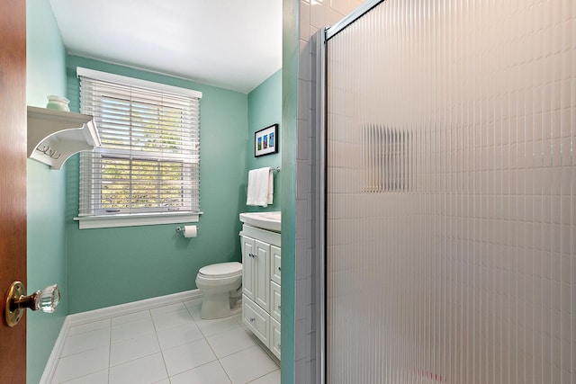 1144 Leavitt Ave, Flossmoor, IL 60422 - full bath featuring a shower stall, vanity, tile patterned floors, toilet, and baseboards